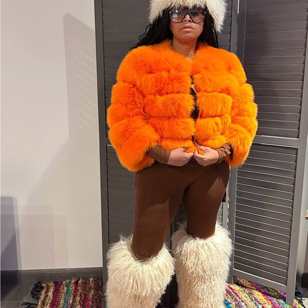 Orange fox bolero jacket